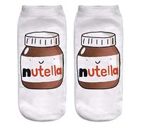 Ankle Socks Assorted Design Printed 3D Low Cut Unisex Cotton Blend| 1 Pair Multicolour Sock for Adult Men and Women (Nutella)