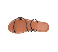 Ankle Strap Flat Sandals for Women Black Sandals Women's Comfortable Beach Wedding Summer Sandal Chic Double Straps Flat Flops 2026 Designer Slippers Size 6 Womens Sliders 8 (Black, 4)