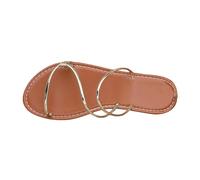 Ankle Strap Flat Sandals for Women Black Sandals Women's Comfortable Beach Wedding Summer Sandal Chic Double Straps Flat Flops 2026 Designer Slippers Size 6 Womens Sliders 8 (Silver, 7)