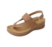 Ankle Strap Flat Sandals for Women Sandals Size 6 Women's Brown Comfortable Back Strap With Adjustable Buckle Suitable For Everyday Black Insoles Womens Sandles (Brown,5)