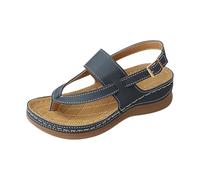 Ankle Strap Flat Sandals for Women Sandals Size 6 Women's Brown Comfortable Back Strap With Adjustable Buckle Suitable For Everyday Black Insoles Womens Sandles (Blue,5.5)