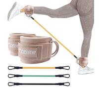 Ankle Strap Resistance Bands with Cuffs, Ankle Bands for Workout, Ankle Resistance Band for Leg, Booty Workout Equipment for Kickbacks, Hip Fitness Training (Pink with 3 Resistance Bands)