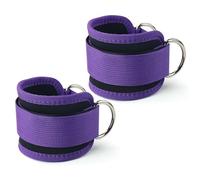 Ankle Straps for Cable Machine 1 Pair, Gym Wrist Cuff with Adjustable Neoprene Hook & Loop,Resistance Bands Attachment Double Stainless Steel D-Ring,Weight Lifting Curl Kickback Hip Abductor (Purple)