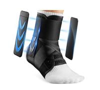 Ankle Support with Side Stabilising Pads - Adjustable Sports Ankle Brace for Running, Football & Basketball, Breathable Compression Sleeve with Dual Stabiliser Wings for Sprain Protection (Black, S)