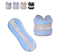 Ankle Weights 0.5kg-2kg Adjustable Neoprene Pair for Women Men, Pilates Fitness Running Walking Gym Strength Training, Wrist & Leg Sandbag Weights Set (Blue - 2kg（1kg*2）)