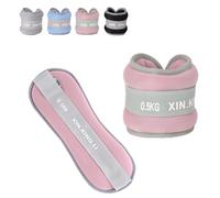 Ankle Weights 0.5kg-2kg Adjustable Neoprene Pair for Women Men, Pilates Fitness Running Walking Gym Strength Training, Wrist & Leg Sandbag Weights Set (Pink - 1kg（0.5kg*2）)