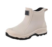 Ankle Wellies For Women Waterproof Faux Leather Boots Non Slip Waterproof Gardening Boots Ladies Wide Calf Wellington Boot Lightweight Anti-Slip Rain Boot Walking Chelsea Booties For Mucker Yard