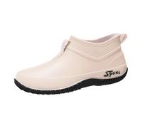 Ankle Wellies Women and Men Wellington Boots Ladies Short Chelsea Booties Wide Calf Waterproof Rain Boots Non-Slip Dog Walking Trekking Garden Boot Slip On Short Chelsea Booties Easier On & Off Beige
