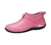 Ankle Wellies Women and Men Wellington Boots Ladies Short Chelsea Booties Wide Calf Waterproof Rain Boots Non-Slip Dog Walking Trekking Garden Boot Slip On Short Chelsea Booties Easier On & Off Pink