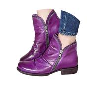 Ankle Wellies Women Boot Ladies Wellies Retro Ankle Boots for Women Womens Soft Leather Zipper Boots Leather Chunky Low Heel Short Booties Shooties for Womens Low Heel