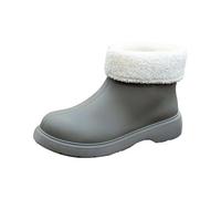 Ankle Wellies Women Fur Lined Waterproof Shoes Men Non-Slip Long Wellies Boots Neoprene Insulated Rubber Wellies Lightweight Garden Boots Warm Low Heel Rain Boots Protective Footwear