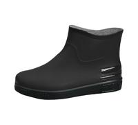 Ankle Wellies Women Gardening Shoes Waterproof Anti-Slip Outdoor - Lightweight Garden For Walking Dog, Farming, Comfortable Short Wellington Boots Wet Weather (Black,6.5)