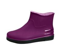 Ankle Wellies Women Gardening Shoes Waterproof Anti-Slip Outdoor - Lightweight Garden For Walking Dog, Farming, Comfortable Short Wellington Boots Wet Weather (Purple,5.5)