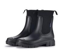 Ankle Wellies Women,Women's Rubber Boots,Mid Calf Elasticated Ankle Slip On Outdoor Use Durable Waterproof for Dogs Boot Gardening Fishing Black