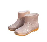 Ankle Wellington Boots Women Waterproof Womens Boots Rain for Women Designer Rain Fashion Shoes Warm Tube Non Slip Rubber Shoes Lightweight Short Tube Ladies Water Tally for(Khaki,5.5)