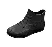 Ankle Wellingtons Waterproof Boots for Women UK Girls Mad Scientist Boots Men's Elastic Mouth Rain Shoes Rubber Mid Calf Bottom Slip Oil Mens Rain High (Black,6.5)