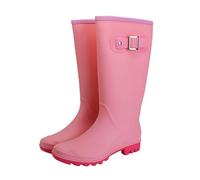 Ankle Wellingtons Waterproof Boots Women Garden Shoes Walking Boots for Men Ms. Korean Fashion Buckle Rain Shoes Outside The High Non Slip Wear Water Adult Rubber Rubber Work Women (Red,4)