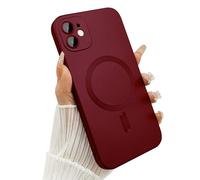 ankofave Magnetic Case for iPhone 12 Phone Case for Women/Men, Shockproof Matte Luxury Metallic Luster Design with Full Camera Lens Protector, Compatible with Magsafe Case for iPhone 12 6.1"-Wine Red