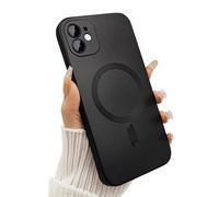 ankofave Magnetic Case for iPhone 12 Phone Case for Women, Shockproof Matte Luxury Metallic Luster Design with Full Camera Lens Protector, Compatible with Magsafe Case for iPhone 12 6.1"-Black