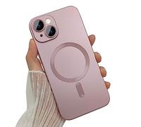 ankofave Magnetic case for iPhone 13 Mini Phone Case for Women, Matte Luxury Soft Metallic Luster Design with Camera Lens Protector, Compatible with Magsafe Case for iPhone 13 Mini 5.4" - Pink