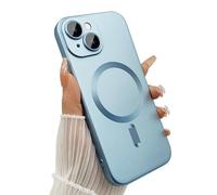 ankofave Magnetic Case for iPhone 14 Plus Phone Case for Women, Shockproof Matte Luxury Soft Metallic Luster Design with Camera Lens Protector, Compatible with Magsafe for iPhone 14 Plus 6.7"-Blue