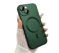 ankofave Magnetic for iPhone 13 Phone Case for Women/Men, Matte Luxury Soft Metallic Luster Design with Camera Lens Protector, Compatible with Magsafe Case for iPhone 13 6.1"-Deep Green