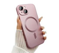 ankofave Magnetic for iPhone 13 Phone Case for Women/Men, Matte Luxury Soft Metallic Luster Design with Camera Lens Protector, Compatible with Magsafe Case for iPhone 13 6.1"-Light Pink