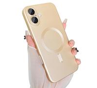 ankofave Magnetic for iPhone 16 Case, with Camera Lens Protector, Compatible with Magnetic, Slim Shockproof Soft Silicone Metallic Lustre Phone Case for iPhone 16, Champagne Gold