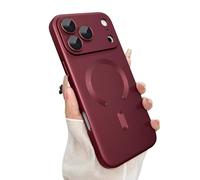 ankofave Magnetic for iPhone 17 Pro Max Case, with Camera Lens Protector, Compatible with Magnetic, Slim Shockproof Bumper Soft Silicone Metallic Luster Phone Case for iPhone 17 Pro Max, Wine Red