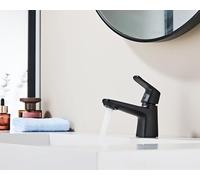 Ankoory Mini Bathroom Basin Mixer Tap, Single Lever Mono Sink Tap, Vanity Cloakroom Mixer Taps for Small Basin, Modern Faucet with UK Standard Tails, 1 Hole Deck Mounted, Solid Brass (Matte Black)
