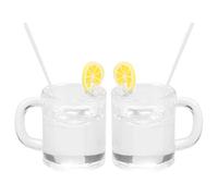 ANKROYU 1:12 Scale Mini Lemon Water Cup Realistic Dollhouse Accessories Drinkware for Doll House Decor 2Pcs Yellow Green Lemon with Straw (yellow lemon)