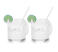 ANKROYU 1:12 Scale Mini Lemon Water Cup Realistic Dollhouse Accessories Drinkware for Doll House Decor 2Pcs Yellow Green Lemon with Straw (lime)