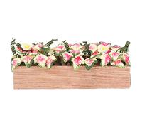 ANKROYU 1:12 Scale Miniature Dollhouse Rectangle Flower Pot Colorful Decorative Planter Box for Dollhouse Garden Living Room Accessories Gift Clay Plywood 3.3 Inch