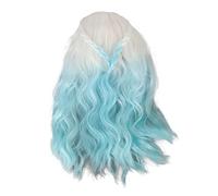 ANKROYU 1/6 Doll Wig Long Curly Gradient Colors High Elasticity Synthetic Hair for Doll Making Replacement DIY Crafting 15.5 17cm BJD Doll Accessories (Gradient Blue)