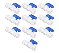 ANKROYU 10 PCS Inline Shut Off Ball Valve, 3/8 in OD Polypropylene Fast Connect Fittings Plumbing Valve, Under Sink Water for Water Purifier RODI System Tubing Hose