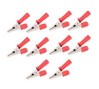 ANKROYU 10PCS Brass Insulated Clips with 4mm Socket 20A Heavy Duty Testing Clamps Electrical Test Clips for Automotive Battery Electronics Industrial Equipment (Red)