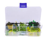 ANKROYU 10PCS Frog Lure Baits Kit with Anti Bite Wire and Connectors Realistic 3D Eyes Soft Plastic Lifelike Swimming Action Fishing Hooks for Bass Trout Freshwater Saltwater Fishi