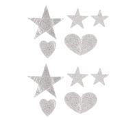 ANKROYU 10Pcs Star Shape Rhinestone Appliques Self Adhesive Iron On Sew On Patches for Hats Jackets Bags DIY Shining Decoration Heart Star Patches Various Sizes