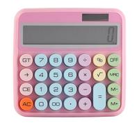 ANKROYU 12 Digit Mechanical Keyboard Calculator Colorful Electronic Desktop Calculator with Large LCD Screen for Home Office ABS Retro Round Key Design (Pinkish)