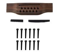 ANKROYU 12 String Guitar Bridge Replacement Kit Premium Rosewood Bridge with Plastic Nut Saddle and 12 Black Pins for Acoustic Guitar Repair Maintenance 15 Piece Set