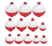 ANKROYU 12PCS Fishing Bobbers Set Hard ABS Snap On Floats Red White Round Fishing Floats Bobbers for Fly Fishing ABS Plastic 3x2.5cm to 5.5x4.5cm 12 Pieces