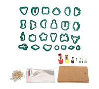ANKROYU 193pcs Polymer Clay Earring Cutters DIY 25 Shapes Stainless Steel Clay Cutters for Jewelry Making Crafts Key Rings Necklaces (Dark Green)
