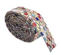 ANKROYU 1Yard Multicolor Crystal Glass Rhinestone Chain Hotfix Ribbon DIY Dress Decoration for Wedding Clothing Accessory 5 Row 7 Row 2 Row White Black Options (7 Rows of Colors (1.9cm Wide))