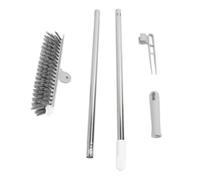 ANKROYU 2 in 1 Floor Scrub Brush Long Handle Grout Brush with Stiff 180 Degree Rotating Head for Bathroom Kitchen Tile Cleaning Plastic Stainless Steel 42.9 Inches (White)