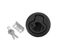 ANKROYU 2 Inch Round Flush Pull Slam Latch Marine Boat Hatch Lock with Keys Waterproof ABS Plastic Deck Hatch Latch for RV Yacht Cabin Storage Compartment Black 50mm Cutting Hole