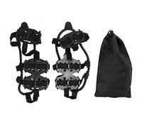 ANKROYU 24 Teeth Heavy Duty Climbing Crampons Antiskid Snow Ice Cleats for Mountaineering Hiking Skiing Trekking Rubber Stainless Steel Shoe Covers Size M L with Storage Bag (M)