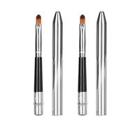 ANKROYU 2pcs Lipstick Brush Retractable, Ergonomic Retractable Sealing Design Small Easy Cleaning Single Head Aluminium Tube Lipstick Brush