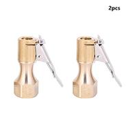 ANKROYU 2PCs Premium All Copper Air Chuck Valve Clip Connector with 1/4 Inch Internal Thread Pump Nozzle Heavy Duty Metal Inflator Accessory for Motorcycle Truck Tires Gold Color