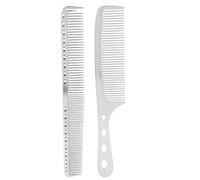 ANKROYU 2Pcs Professional Metal Hair Combs, Stainless Steel Space Aluminum Sparse and Dense Tooth Comb, Hairdressing Tools (Silver)