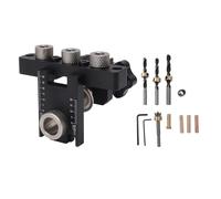 ANKROYU 3 in 1 Hole Locator Professional Aluminum Alloy Dowel Drill Guide Kit for Woodworking Furniture Rails Cabinet Construction